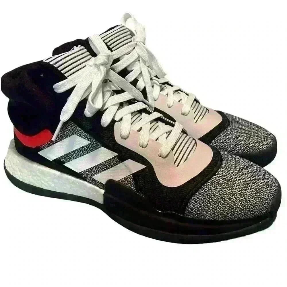👟 Adidas Marquee Boost Mid Core Black White Basketball Shoes Mens Size 10.5